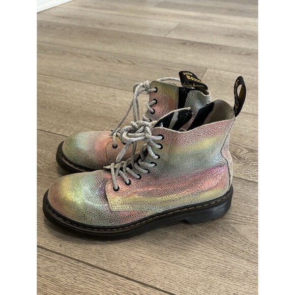 Dr. Martens Shoes - Dr Martens Women’s Size 6 Mens 5 Boots 1460 Pascal Y Metallic Shiny Zip Combat